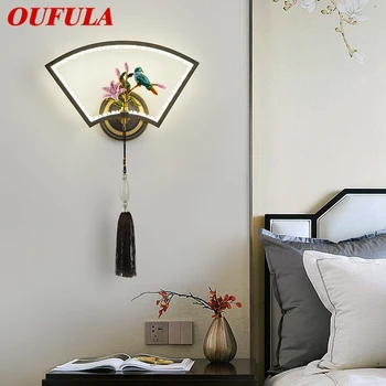 OUFULA פליז מנורת קיר LED מודרנית יוקרה מנורות קיר אור עיצוב פנים הבית חדר השינה ליד המיטה הסלון למסדרון מדליק