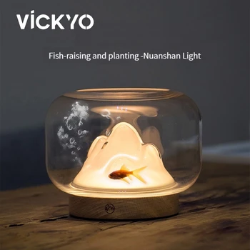 VICKYO מודרני מנורת שולחן יצירתי שולחן זכוכית המנורה חמה הר מנורה ליד המיטה, תאורה עבור הסלון חדר ילדים בבית לקשט.