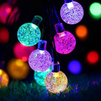 LED סולארית טיפת מים אור מחרוזת 20 LED חיצונית בחצר תאורה קישוט חג המולד בועה כדור אורות מחרוזת