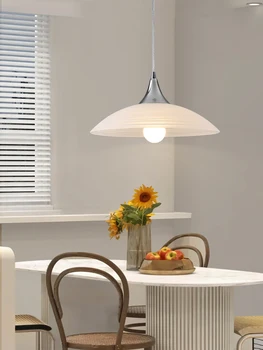 מודרני לבן עם פסים זכוכית אורות נברשת שמנת בסגנון תליון אור להשתמש במטבח האי בסלון ליד המיטה תליון מנורות