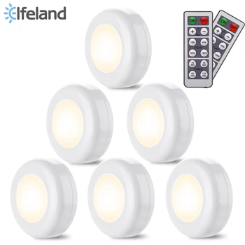 Elfeland 6Pcs LED אור Cabinet הארון המנורה עם שני מרחוק בקר 4000K אורות ליל עבור המטבח בארון חדר השינה למסדרון