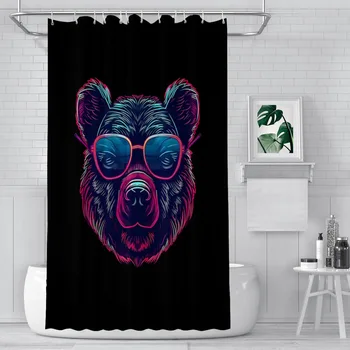 מסיבה מגניבה ניאון פאנק חדר מקלחת וילונות דוב עמיד למים מחיצה ייחודי לעיצוב הבית אביזרי אמבטיה