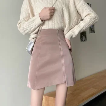 רחוב עור PU חצאית קצרה עבור נשים קוריאני גרסה גבוהה המותניים רזה עטוף היפ בגדים 2023 faldas y2k האישה חצאית