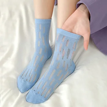 1 זוג הקיץ גרביים לנשים דק בסגנון יפני צבע ממתקים בנות קצרים גרביים מזדמן חלול טרי כותנה שנות ה-גרביים.
