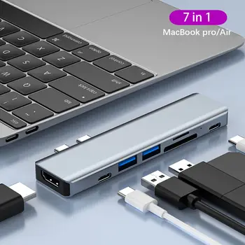 7 ב 1 USB C סוג C רכזת מתאם 40 Gbps עבור ה-MacBook Pro של אפל תחנת עגינה