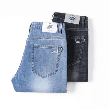 חתיכה אחת Dropshipping ג ' ינס של גברים גברים ישר סלים למתוח מזדמנים מכנסיים נוער אופנתי של גברים מכנסיים הסיטוניים