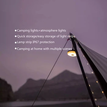 אור LED מחרוזת נייד רב תכליתיים מחרוזת אור עמיד למים 1800mAh 10m נטענת חיצונית אווירה אוהל עיצוב