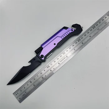 חיצונית קיפול טקטי סכינים 6-in-1 הישרדות אולר עם מגנזיום אש Starter, פנס LED פותחן בקבוקים