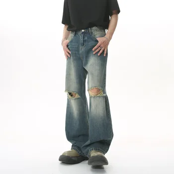 2023 הקיץ הקו החדש משוחרר רגל ישרה קוריאנית אישית הברך מחורר ג ' ינס מגמת