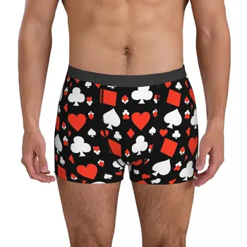 קלפי פוקר תחתונים אדומים לבבות 3D כיס Trenky Boxershorts דפוס מכנסיים קצרים תחתונים לנשימה של גברים תחתונים גדול מידה 2XL