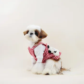 הכלב בגדים עבור כלבים קטנים הסינר היורקים ' יוואווה סרבל מחמד המעיל גור בולדוג צרפתי ביגוד אדום חצאית שמלה