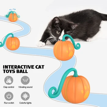 חשמלי חתול צעצוע אינטראקטיבי לחתול צעצועים לחתולים מקורים,אוטומטית עובר חתול הכדור צעצועים ,שתי מהירויות חכם החתול צעצועים עם אור Led