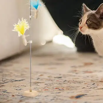 חתול טיזר צעצוע חתלתול ציד שרביט מחמד תרגיל מתגרה שרביט חתול נוצה טיזר מקל חתלתול הכשרה נוצה חתול נוצה צעצועים