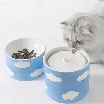 2.5 L קרמיקה חתולים מזרקת מים שותה לחתולים מקורה תפאורה כלב קערות שתייה אוטומטיות חתול Waterer מתקן טעינה USB