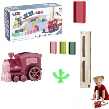ילדים דומינו הרכבת אוטומטי חשמלי דומינו הרכבת מצחיק חשמלי דומינו הרכבת בניין, ערמות של צעצועים לילדים