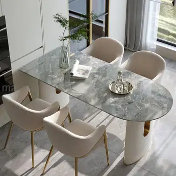 איטלקי מינימליסטי שולחן אוכל משיש שולחן העבודה צפיפות הלוח מלבן טבלאות רב תכליתי Muebles KitchenFurniture