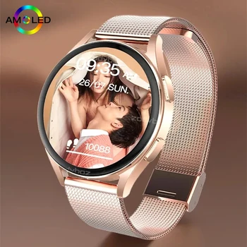 אופנה חדשה עגולה מגע מלאה שעון חכם נשים המוזיקה Bluetooth לקרוא שעון דיגיטלי IP68, עמיד למים Smartwatch גברים XiaoMi