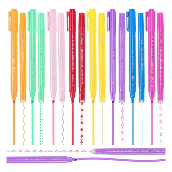 16 עקומת מדגשים העט, כפול טיפ סמנים עם 8 שונה עקומות עבור צביעה, מדגשים לילדים