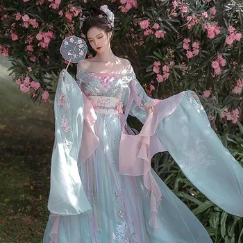 סיני Hanfu השמלה של נשים מודפס גדול שרוול החולצה Hanfu להגדיר קרנבל פיות Cosplay השמלה Hanfu שמלת ריקוד